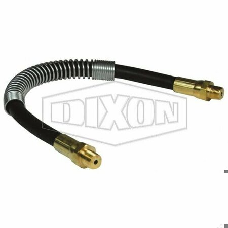 DIXON Grease Whip Hose Assembly with Strain Relief Spring, 36 in L, 3000 psi Operating, 1/8-27 MNPT, Brass GWH3600S